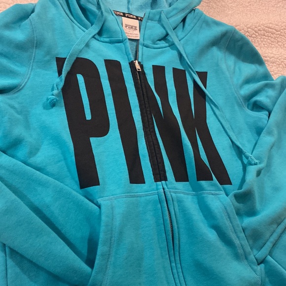 VS PINK Funnel-neck Zip Hoodie in Turquoise - Picture 3 of 5